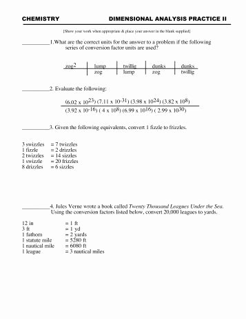 Dimensional Analysis Problems Worksheet Lovely Dimensional Analysis Practice Problems Honors Chemistry