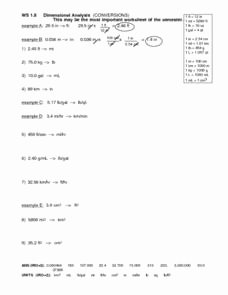 Dimensional Analysis Problems Worksheet Lovely Ws 1 6 Dimensional Analysis 10th 12th Grade Worksheet