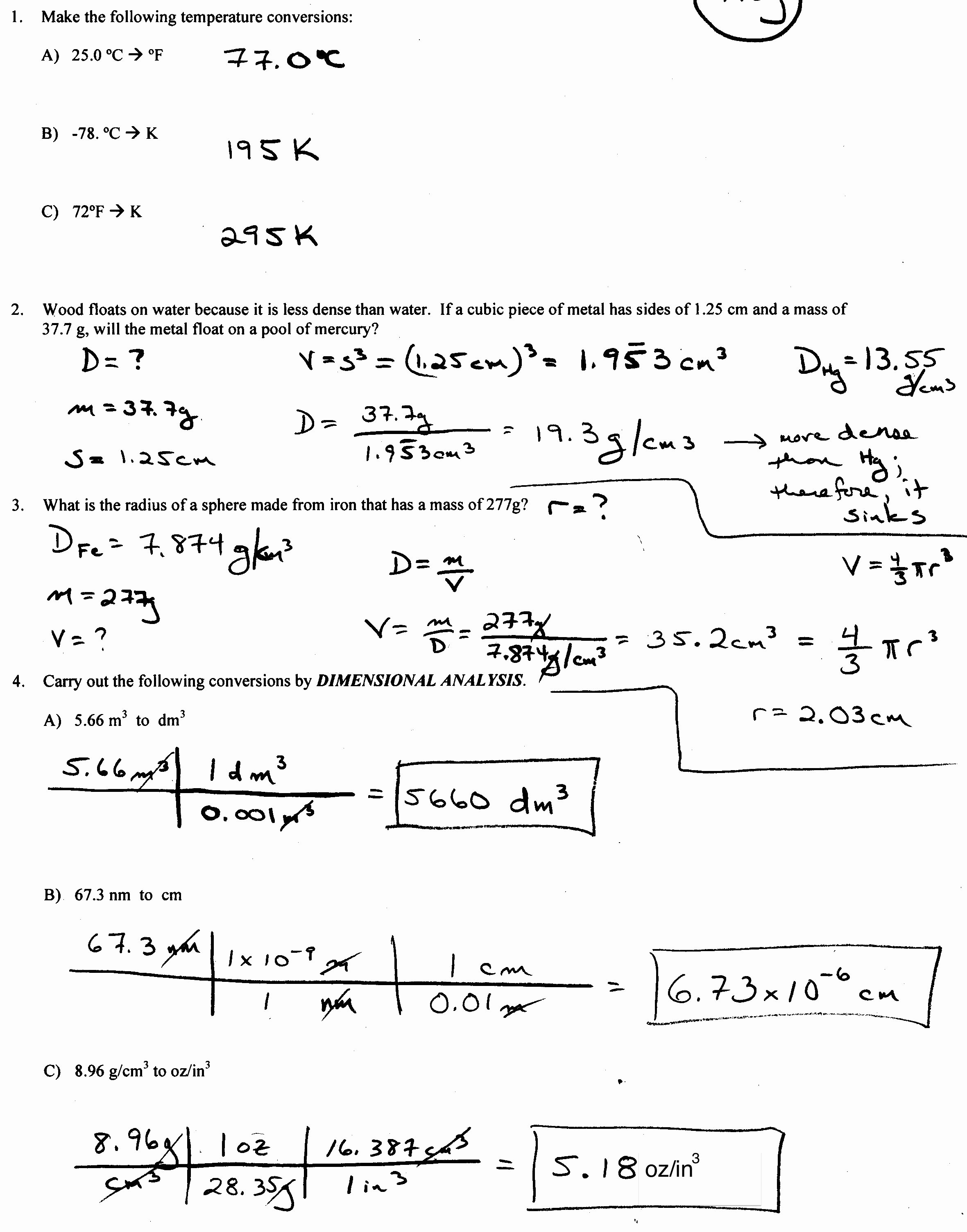 Dimensional Analysis Worksheet 2