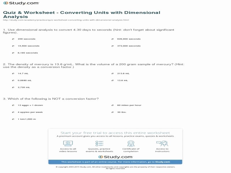 Dimensional Analysis Worksheet 2 Awesome Chemistry Unit 1 Worksheet 6 Dimensional Analysis Answers