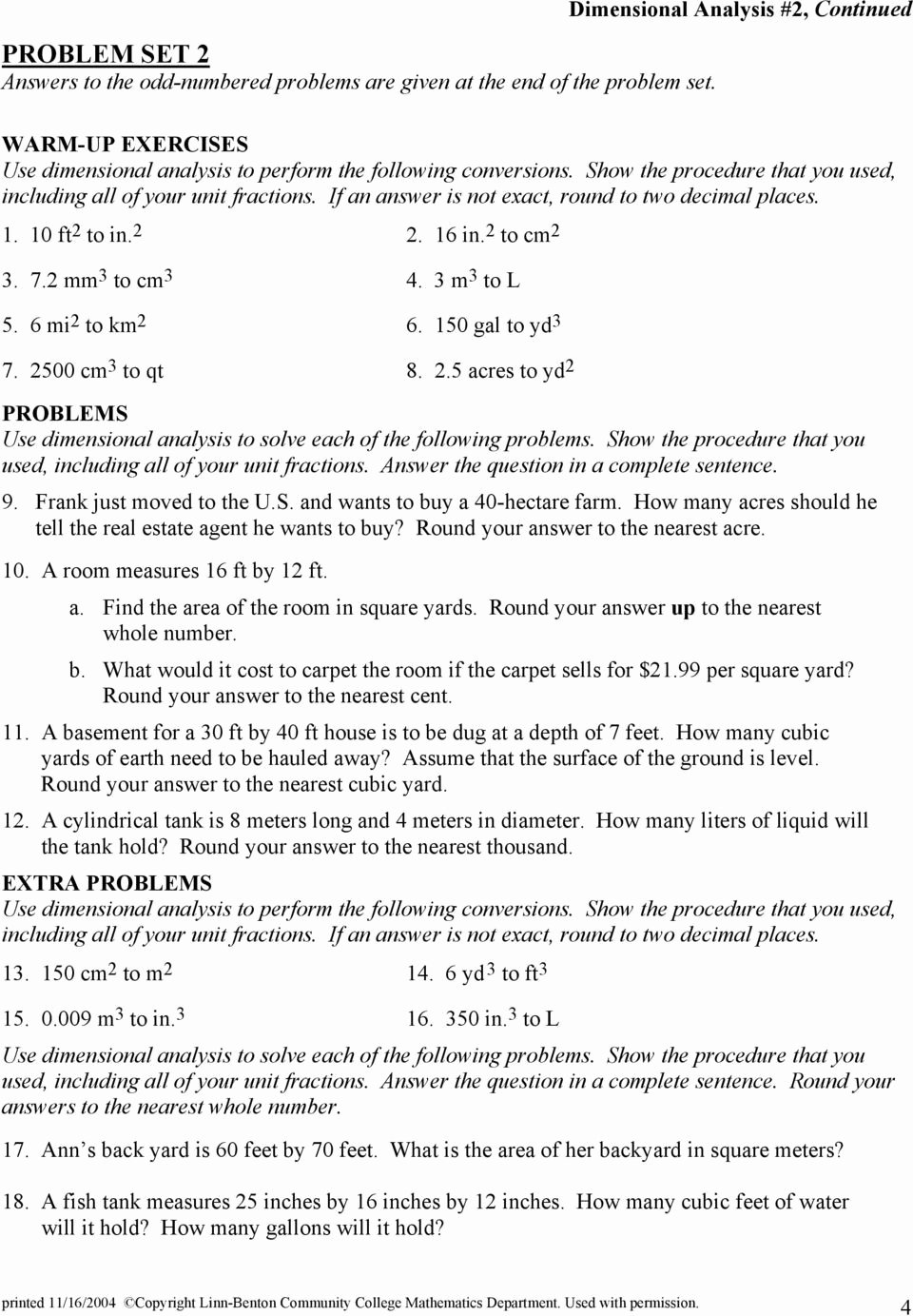 50 Dimensional Analysis Worksheet 2