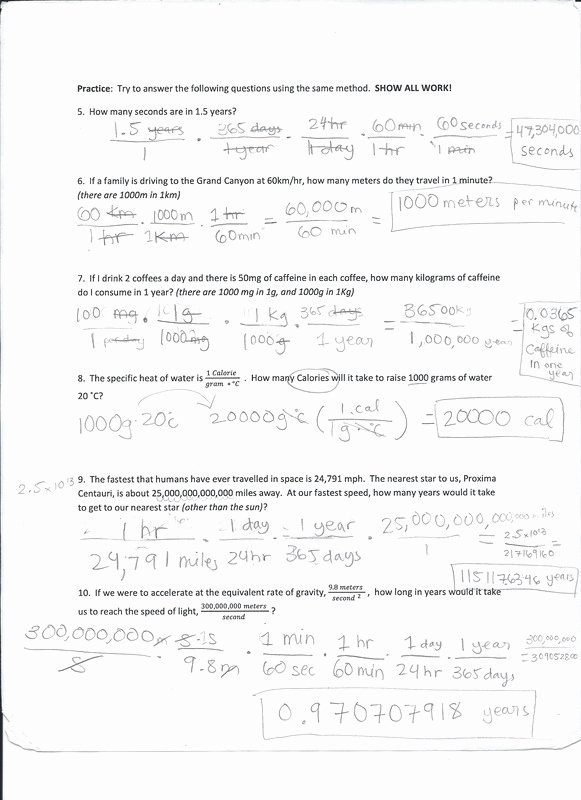 Dimensional Analysis Worksheet 2