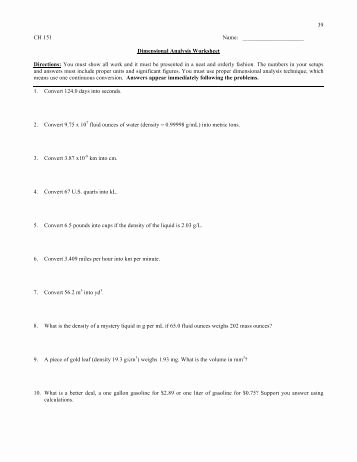 Dimensional Analysis Worksheet and Answers Elegant Mole Worksheet Dimensional Analysis 1