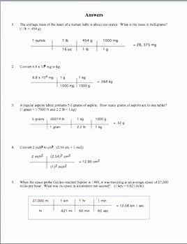 Dimensional Analysis Worksheet and Answers Luxury Metric Conversions Using Dimensional Analysis