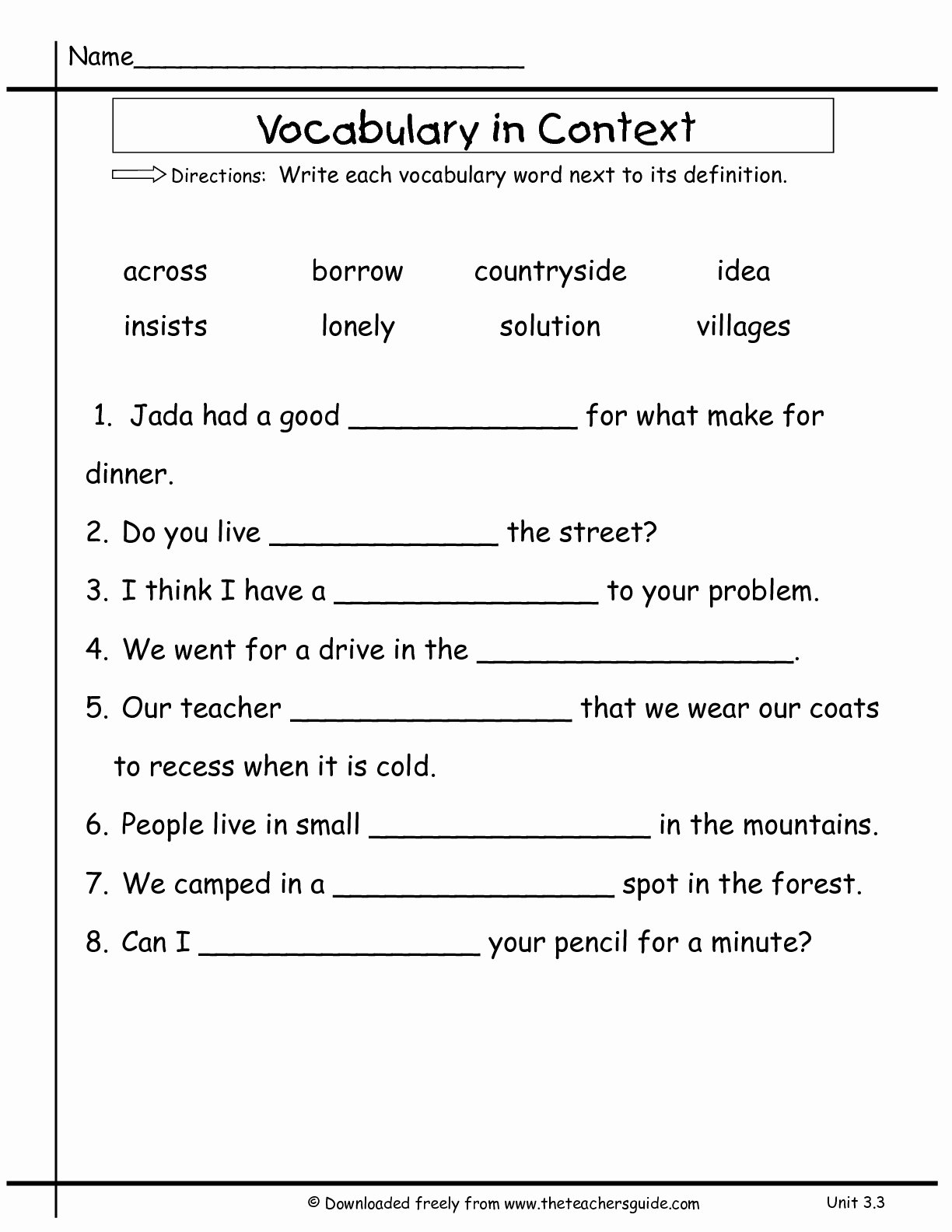 Dimensional Analysis Worksheet Answer Key Luxury Second Grade Vocab Words