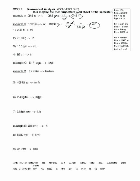 Dimensional Analysis Worksheet Answers Chemistry Unique Chemistry Dimensional Analysis Worksheet the Best