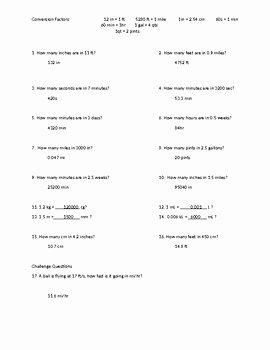 Dimensional Analysis Worksheet Answers Chemistry Unique Metric and English Conversions Dimensional Analysis