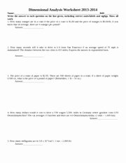 Dimensional Analysis Worksheet Answers Unique Dimensional Analysis Worksheet Dimensional Analysis