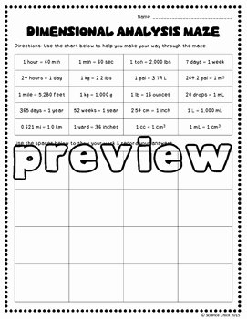 Dimensional Analysis Worksheet Key Awesome Dimensional Analysis Maze by Science Chick