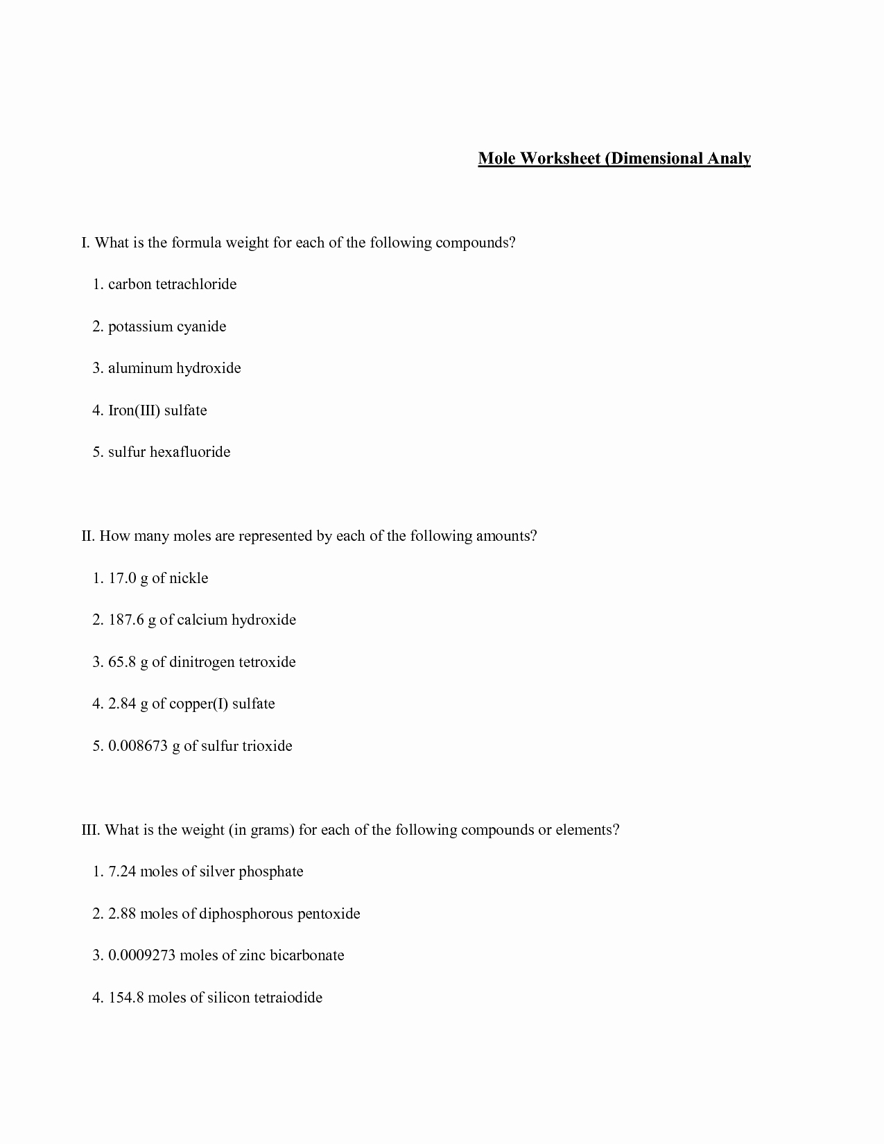Dimensional Analysis Worksheet Key Lovely 12 Best Of Mole Ratio Worksheet Answer Key Mole