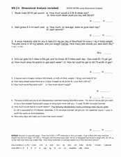 Dimensional Analysis Worksheet Key Lovely Ws 2 5 Dimensional Analysis Worksheet for 9th 12th Grade