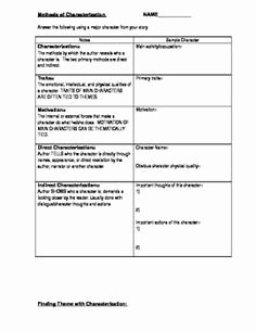 Direct and Indirect Characterization Worksheet Awesome School On Pinterest
