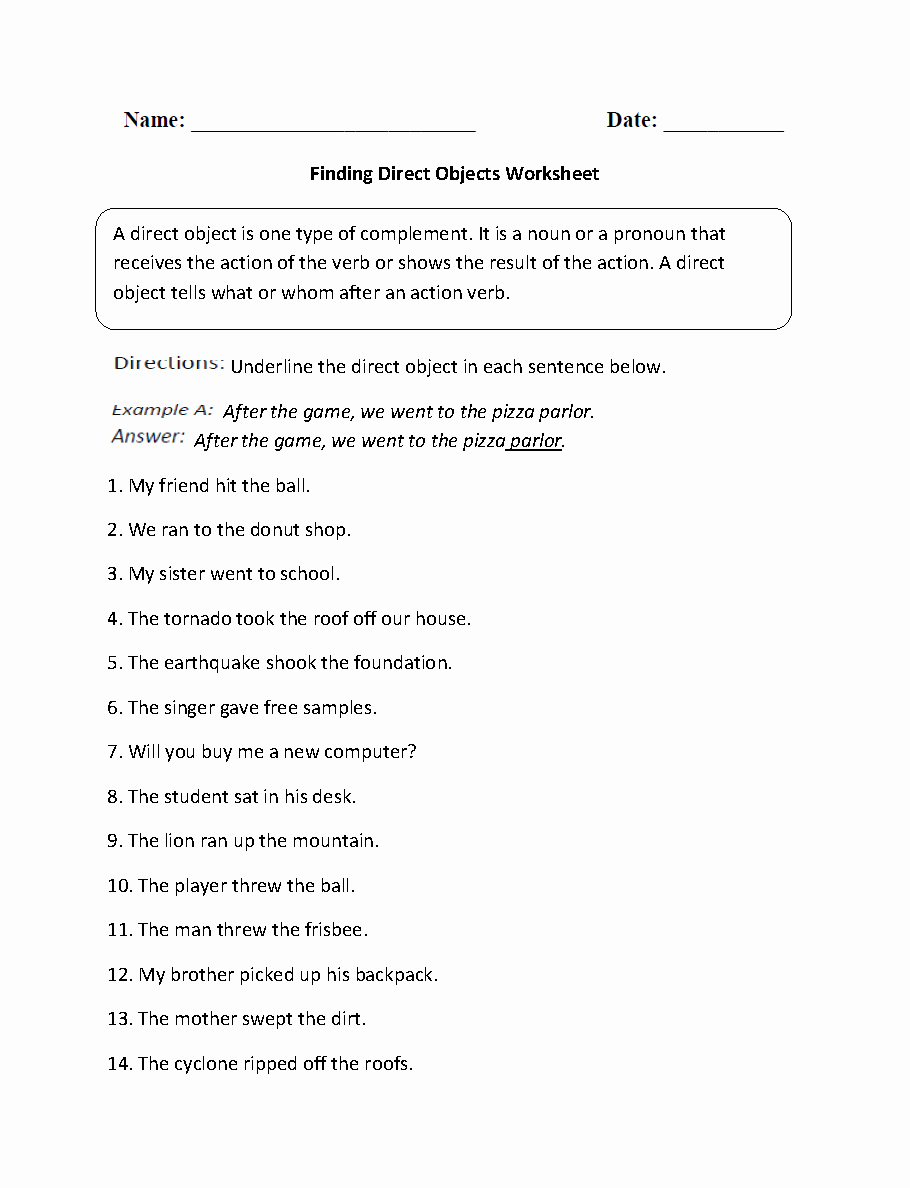Direct and Indirect Characterization Worksheet Beautiful Direct and Indirect Object Worksheets