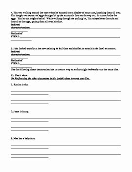 Direct and Indirect Characterization Worksheet Best Of Direct and Indirect Characterization Practice by Shayla