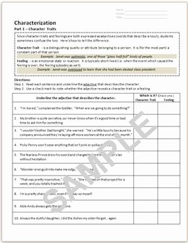 Direct and Indirect Characterization Worksheet Lovely Character Traits Direct &amp; Indirect Characterization