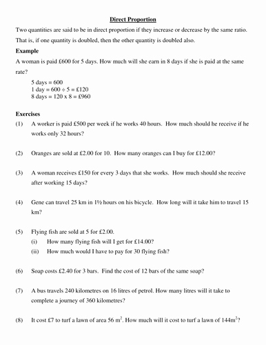 Direct and Inverse Variation Worksheet Best Of Direct and Inverse Proportion by Miker459