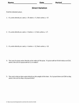 Direct Variation Worksheet Answers Best Of Algebra 1 Worksheet Direct Variation by My Geometry World
