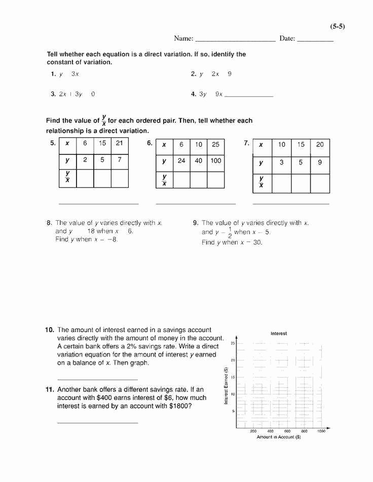 Direct Variation Worksheet Answers Best Of Direct Variation Worksheet