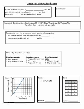 Direct Variation Worksheet Answers Unique Direct Variation Guided Notes by Absolute Math