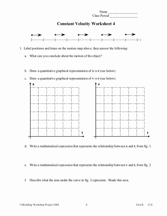 Displacement and Velocity Worksheet Fresh Constant Velocity Packet