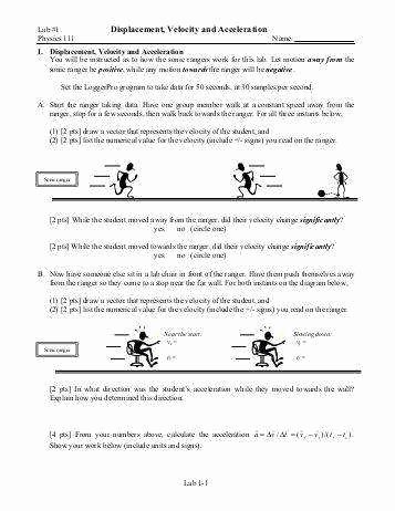 Displacement and Velocity Worksheet Unique Velocity Worksheet
