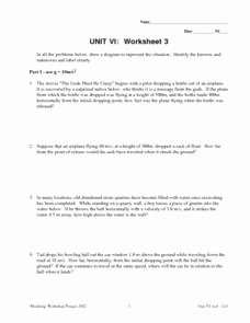 Displacement Velocity and Acceleration Worksheet Inspirational Unit Vi Worksheet 3 force Velocity Displacement 9th