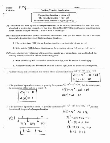 Displacement Velocity and Acceleration Worksheet Luxury Displacement Velocity &amp; Acceleration Worksheet