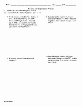 Distance and Displacement Worksheet Answers Best Of Basic Motion Worksheet Pack Distance Displacement Speed