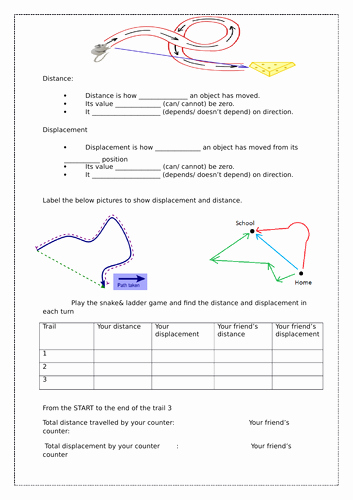 Distance and Displacement Worksheet Answers Lovely Distance Vs Displacement Worksheet by Scienceamb