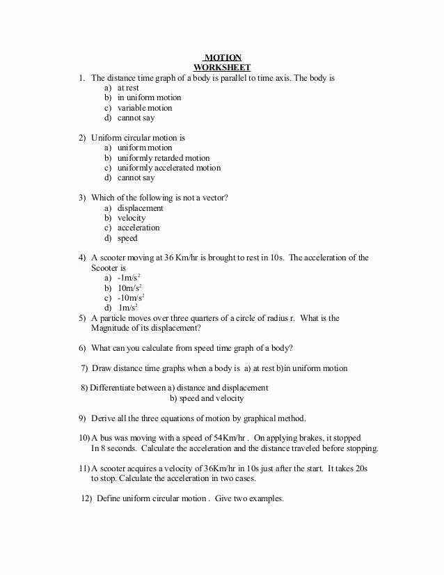 Distance and Displacement Worksheet Awesome Distance and Displacement Worksheet