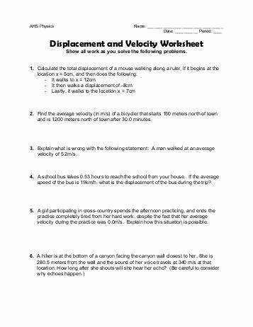 Distance and Displacement Worksheet Luxury Distance and Displacement Worksheet