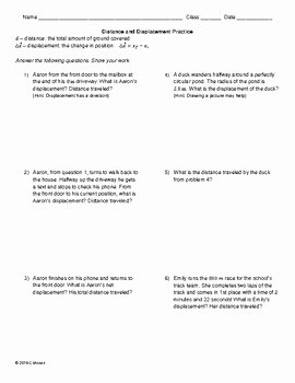 Distance and Displacement Worksheet New Basic Motion Worksheet Pack Distance Displacement Speed