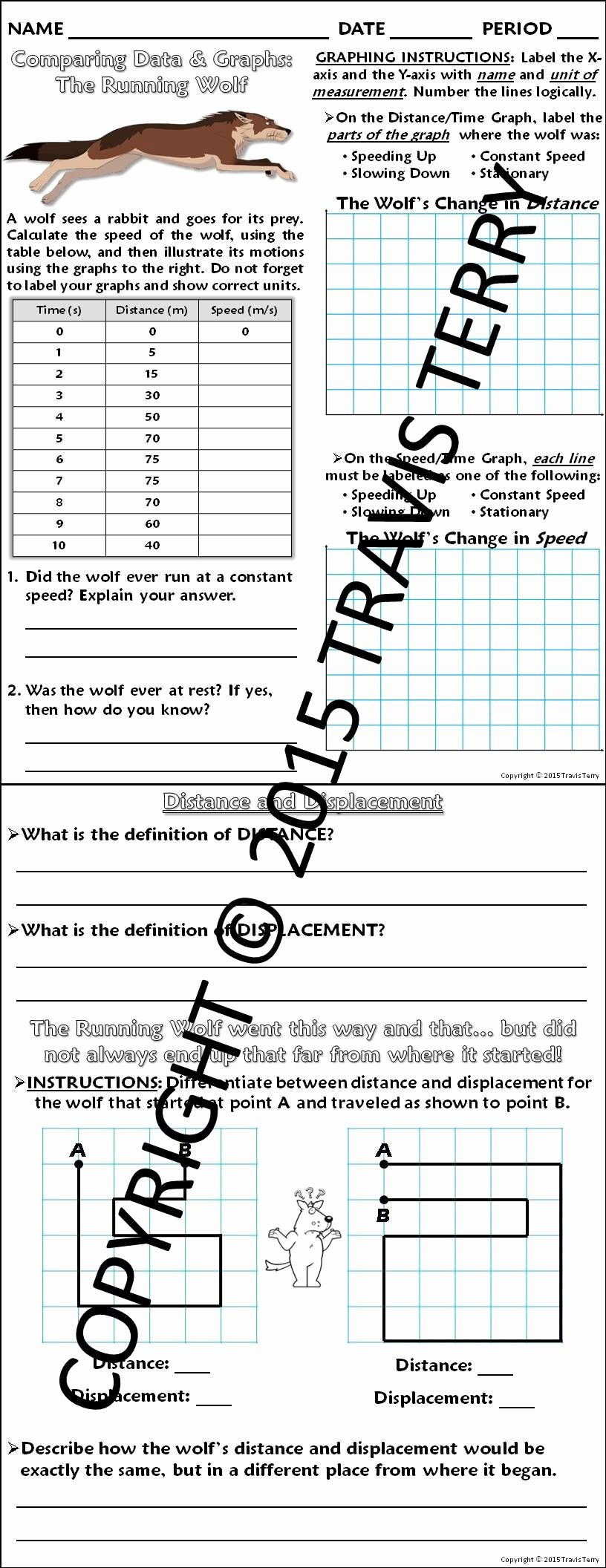 Distance and Displacement Worksheet Unique Worksheet Graphing Distance and Displacement W the