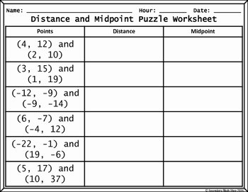Distance and Midpoint formula Worksheet Awesome Coordinate Distance and Midpoint Cut Paste solve Match