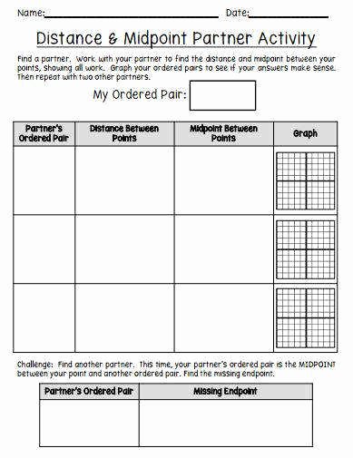 Distance and Midpoint formula Worksheet Fresh Midpoint formula Worksheet