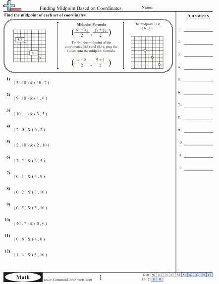 Distance and Midpoint formula Worksheet Inspirational Grid Worksheets