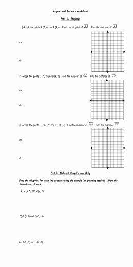 Distance and Midpoint Worksheet Answers Lovely Midpoint formula Worksheet