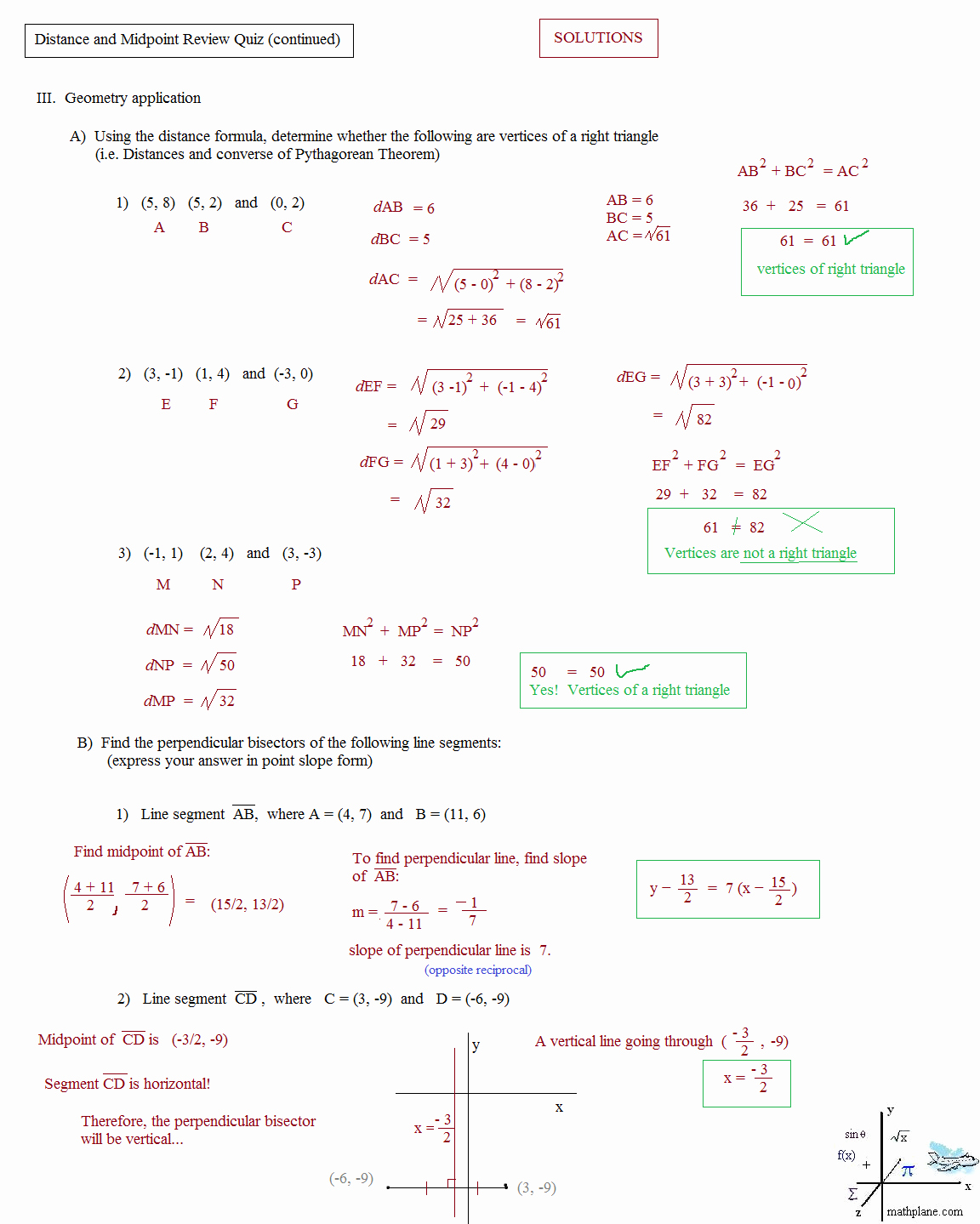 Distance and Midpoint Worksheet Answers Luxury Math Plane Midpoint and Distance