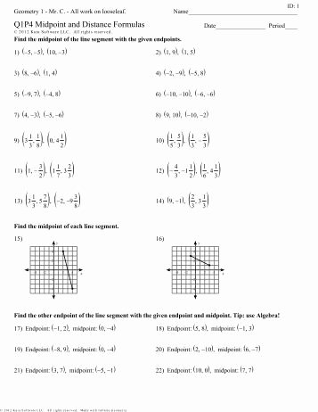 Distance and Midpoint Worksheet Answers Unique 1 6 Reteach Midpoint and Distance In the Coordinate Plane