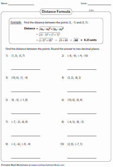 Distance formula Word Problems Worksheet Elegant Distance formula Worksheets