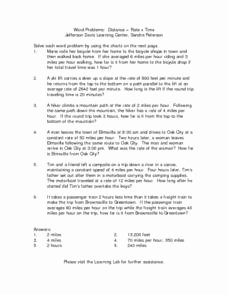 Distance formula Word Problems Worksheet Inspirational Word Problems Distance = Rate X Time Lesson Plan for 9th