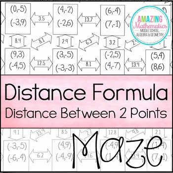 Distance formula Worksheet Geometry Beautiful Distance formula Maze by Amazing Mathematics