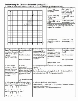Distance formula Worksheet Geometry Lovely Discovering the Distance formula Editable by Peter