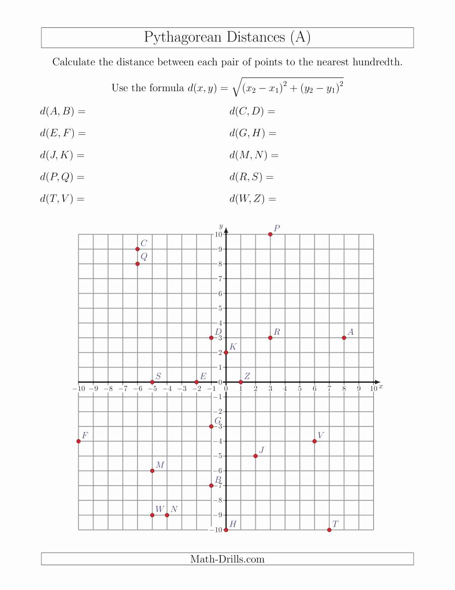 Distance formula Worksheet Geometry Unique Calculating the Distance Between Two Points Using