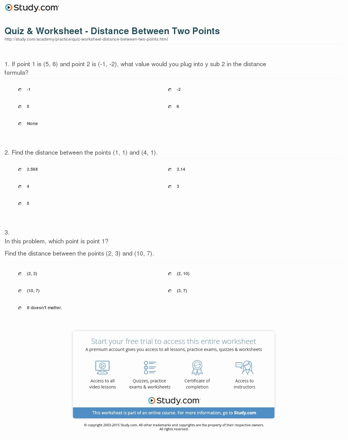 50 Distance Formula Worksheet With Answers