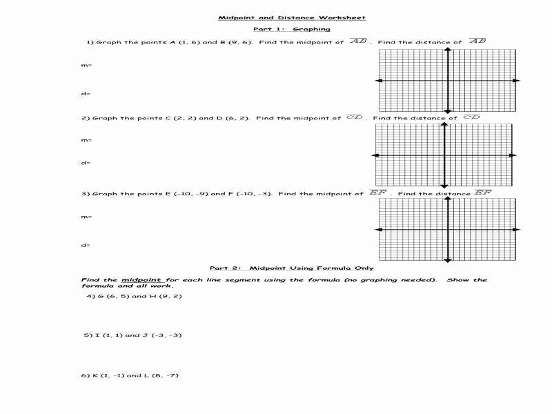 Distance formula Worksheet with Answers Unique the Midpoint formula Worksheet Answers