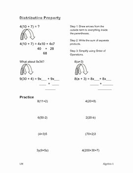 Distributive Property Equations Worksheet Best Of Distributive Property Worksheet Pre Algebra Algebra 1