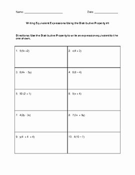 Distributive Property Worksheet Answers Inspirational Writing Equivalent Expressions Using the Distributive