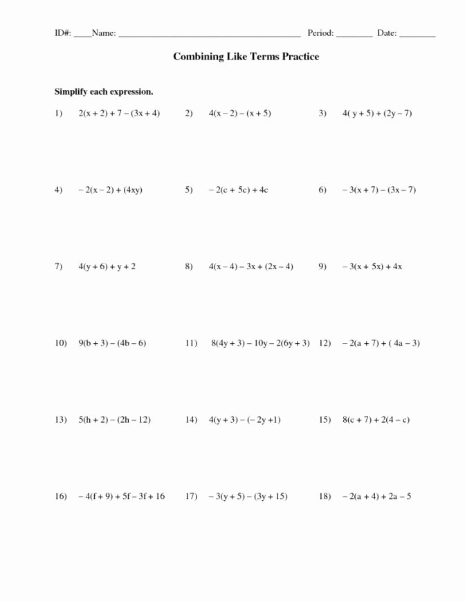 Distributive Property Worksheet Pdf Beautiful Distributive Property Worksheets 6th Grade