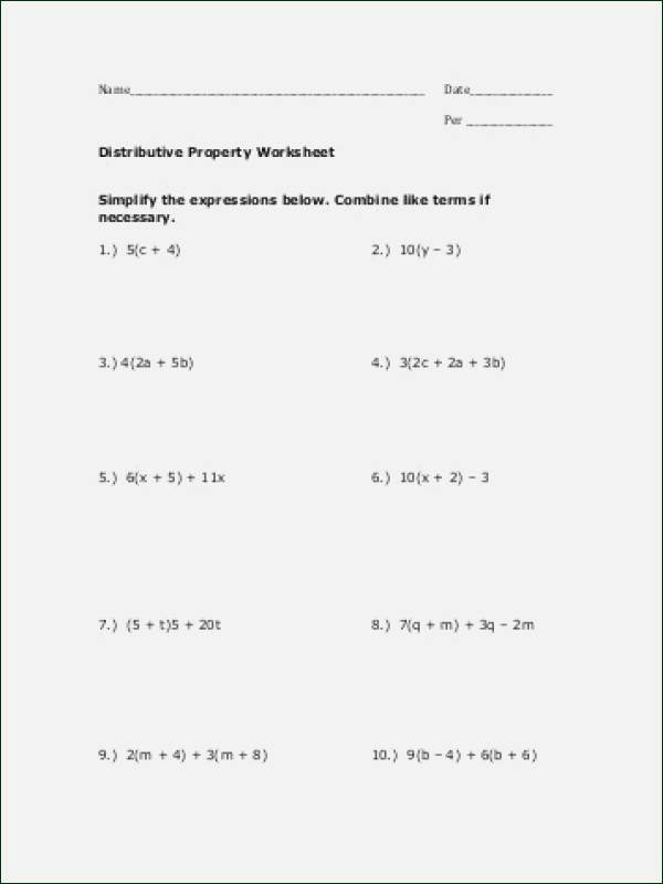Distributive Property Worksheet Pdf New Distributive Property and Bining Like Terms Worksheet